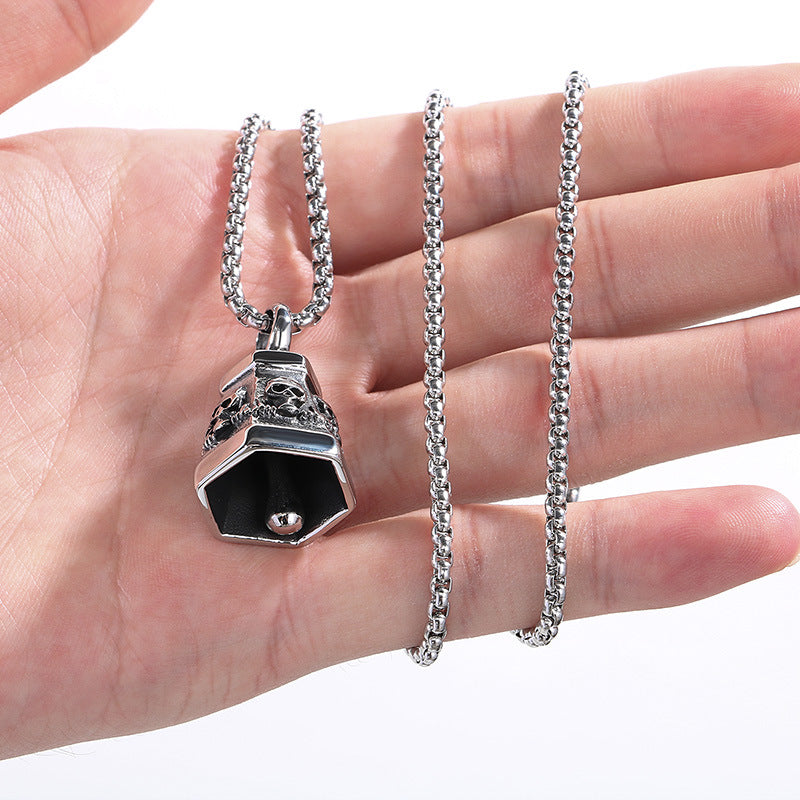 Planderful Ghost Head Pendant For Men Punk Skull Necklace