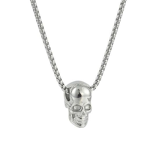 Punk-Inspired Multi-Color Stainless Steel Skull Pendant Necklace for Men