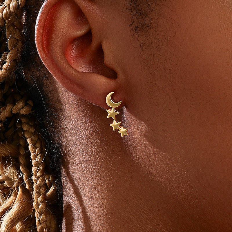 Planderful Vienna Verve Earrings – Fashionable Star and Moon Design