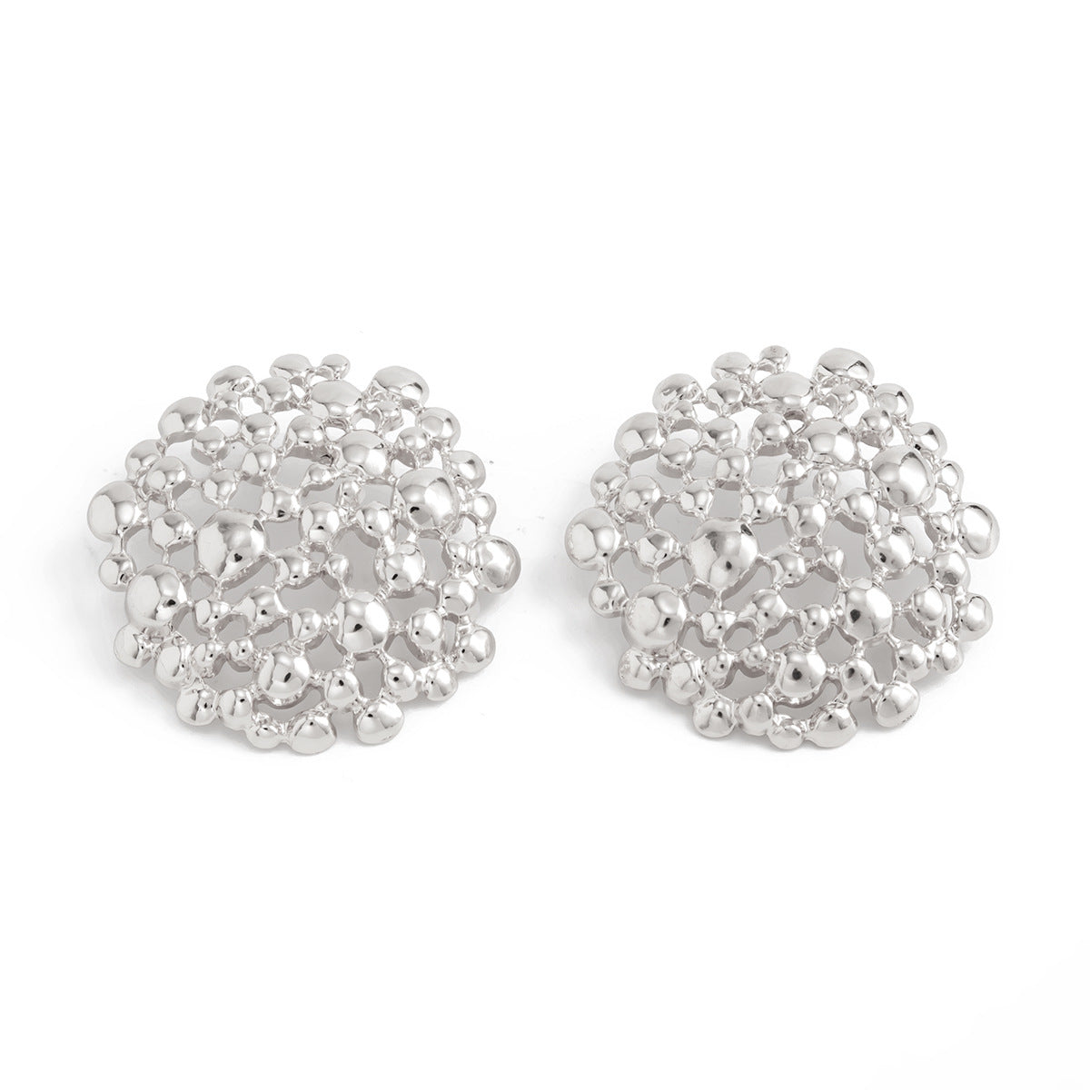 Planderful Vienna Verve Bubble Stud Earrings Geometric Hollow Alloy Honeycomb Statement Jewelry For Edgy Women