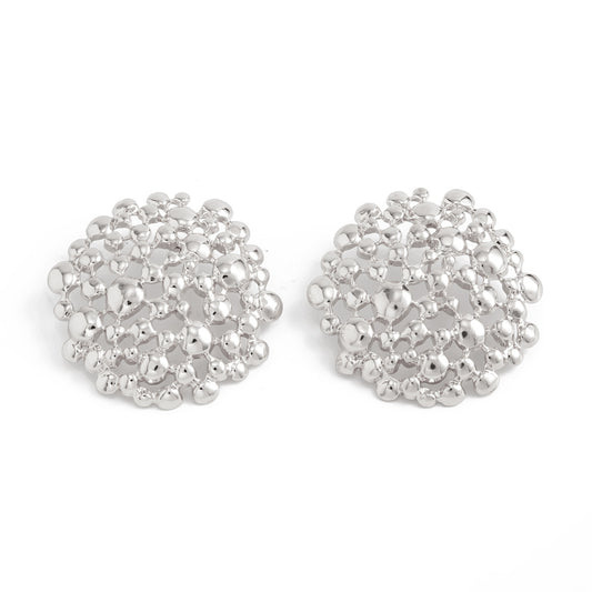 Planderful Vienna Verve Bubble Stud Earrings Geometric Hollow Alloy Honeycomb Statement Jewelry For Edgy Women
