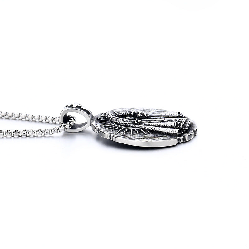 Steel Necklace - Vintage Virgin Mary Pendant