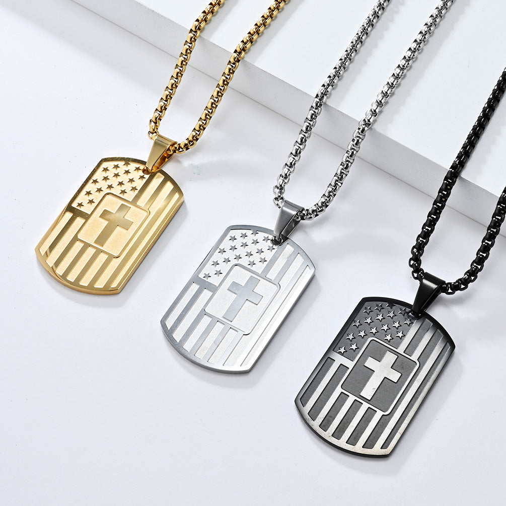 Planderful Titanium Steel Army Necklace For Men Durable Non Fading Protection Symbol Jewelry