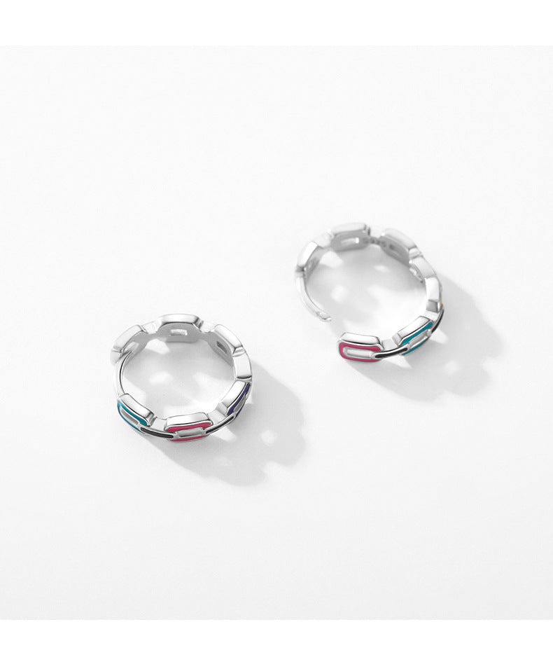 Exquisite Geometric Chain Sterling Silver Drop Earrings