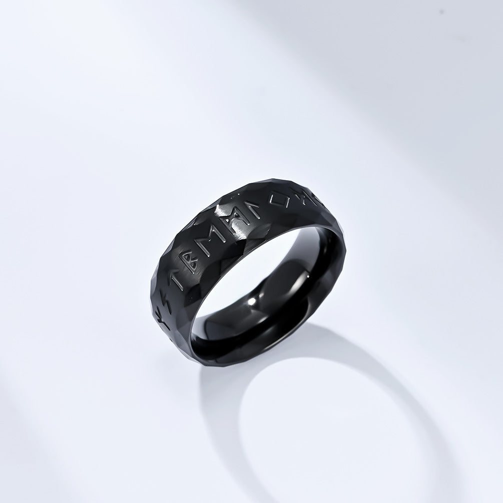Planderful Viking Ring Nordic Text Titanium Steel For Men Durable Cultural Symbol Ring