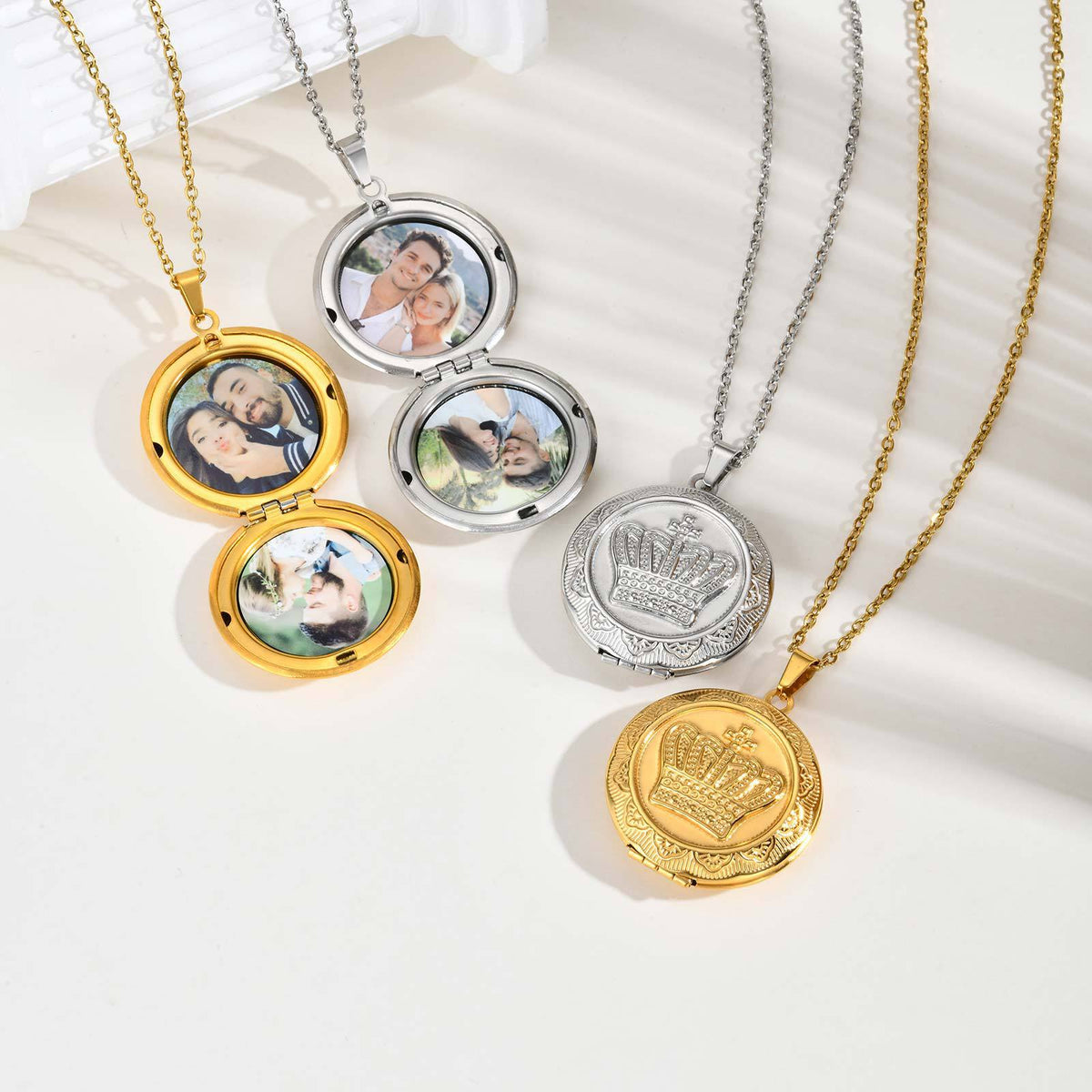 Crown Medallion Pendant — Silver or Gold