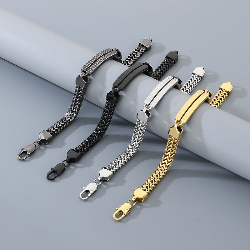 Buckle – One-Word Curved Brand Layered Keel Chain Bracelet