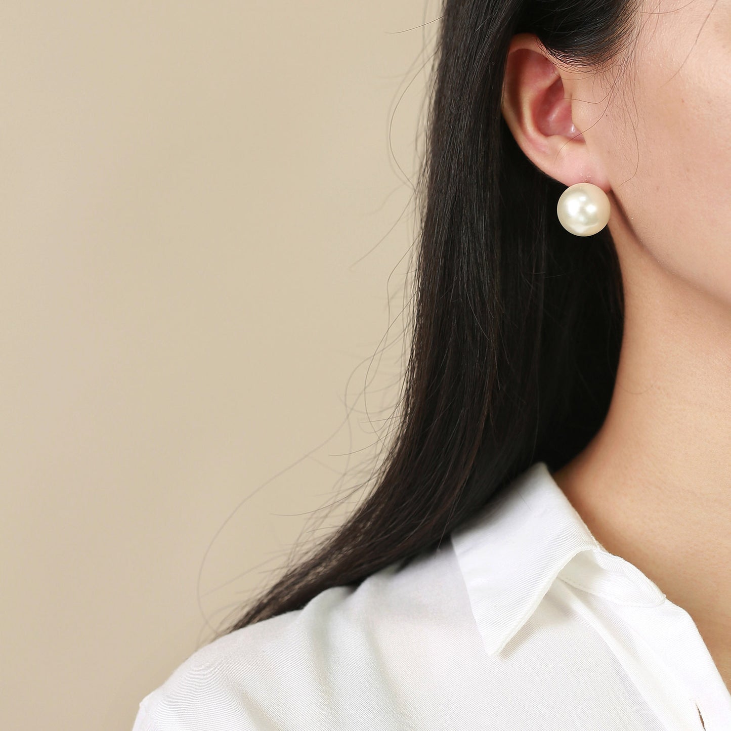 925 Silver Needles Glass Bead Stud Earrings Girls Ins Style