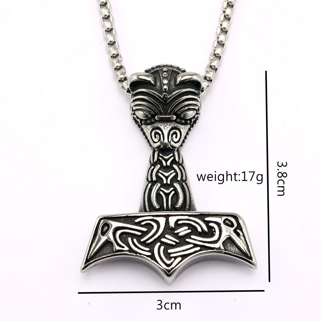 Celtic Viking Wolf Stainless Steel Pendant Necklace