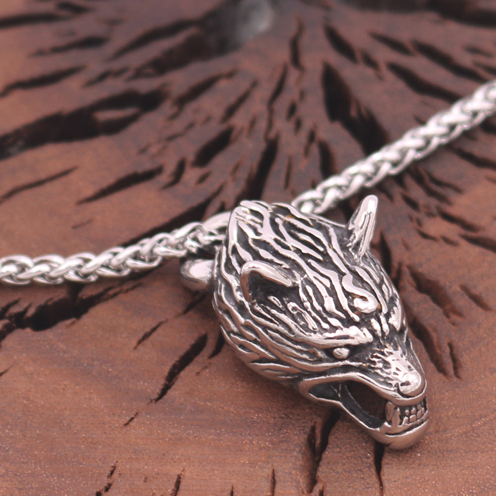 Norse Legacy Stainless Steel Wolf Tooth Necklace with Titanium Chain