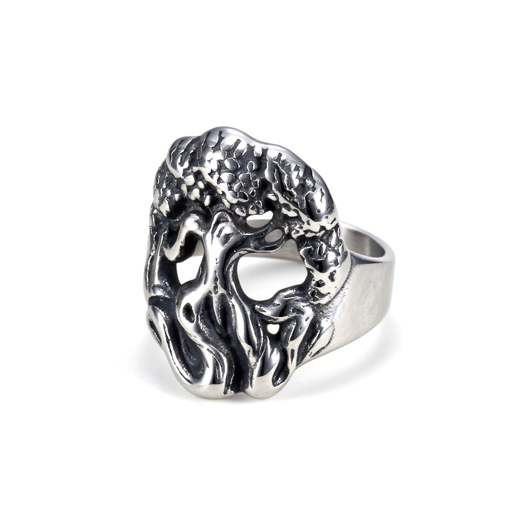 Punk Tree of Life Stainless Steel Men's Ring