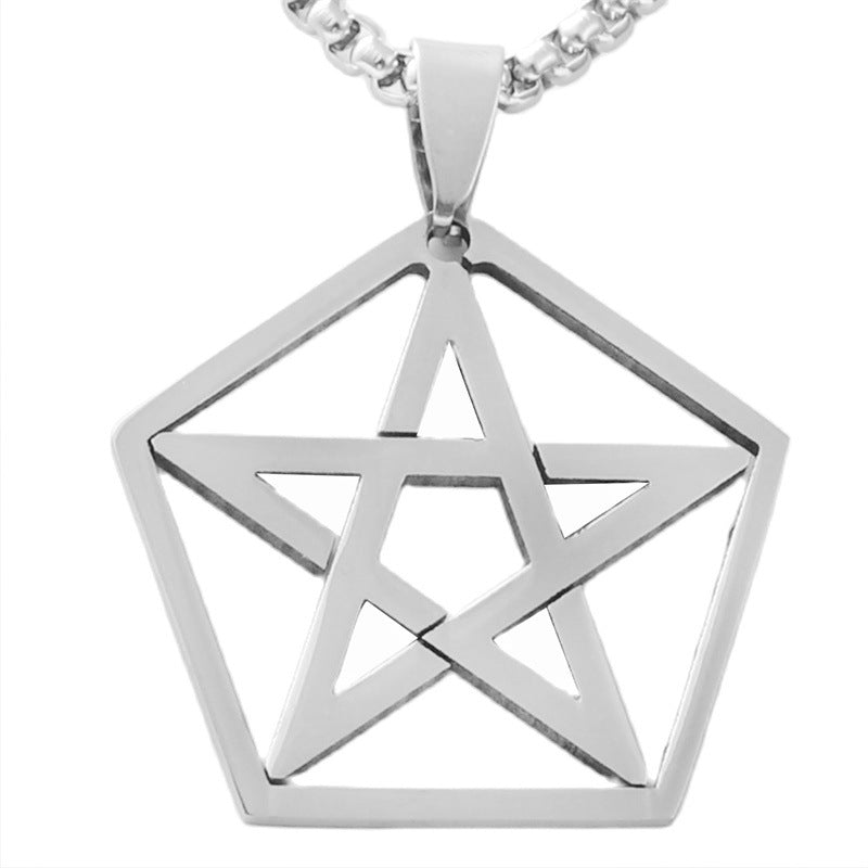 Trendy Men's Personalized Retro Titanium Steel Pentagram Pendant Necklace