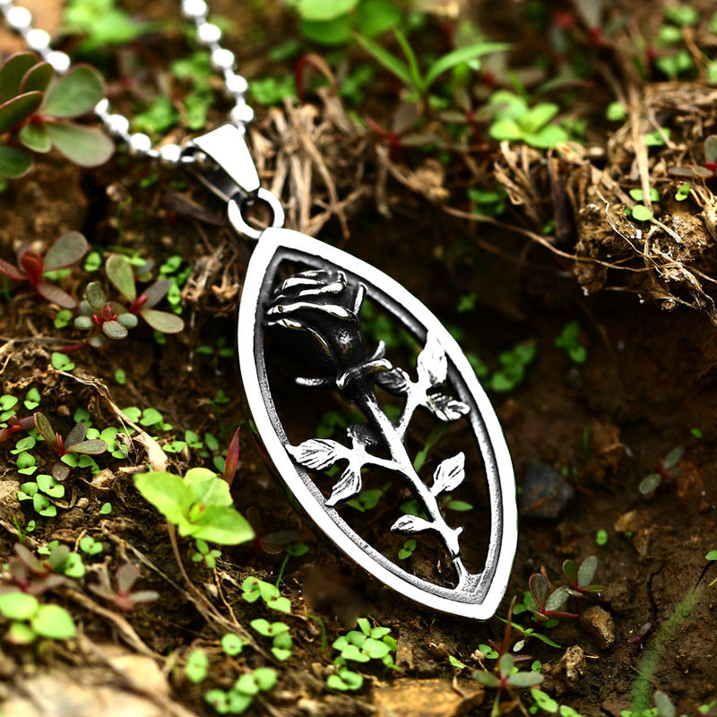 Stylish Retro Rose-Shaped Titanium Steel Pendant for Unisex - Minimalist Stainless Steel Accessory