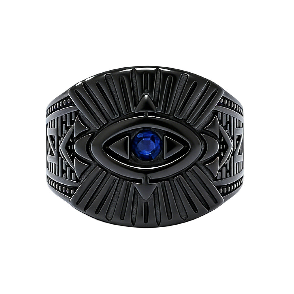 Planderful Gods Eye Titanium Steel Ring Unisex Egyptian Pharaoh Eye Protection Statement