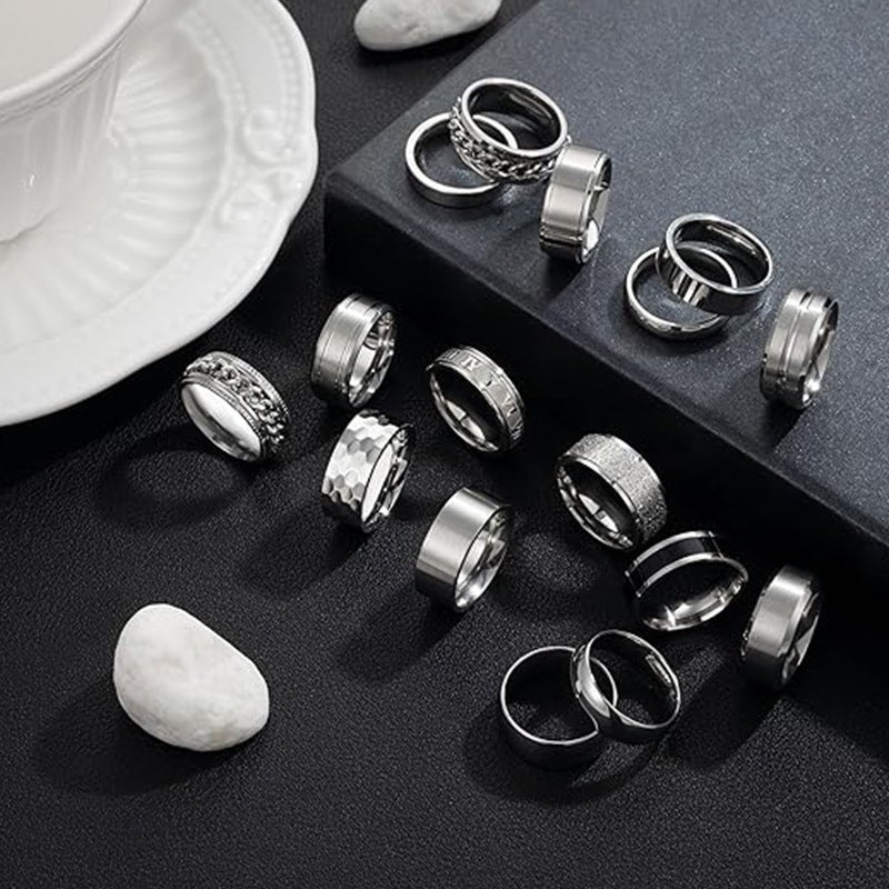 Planderful Everyday Genie Titanium Steel Ring Set For Men Unisex Protection Statement