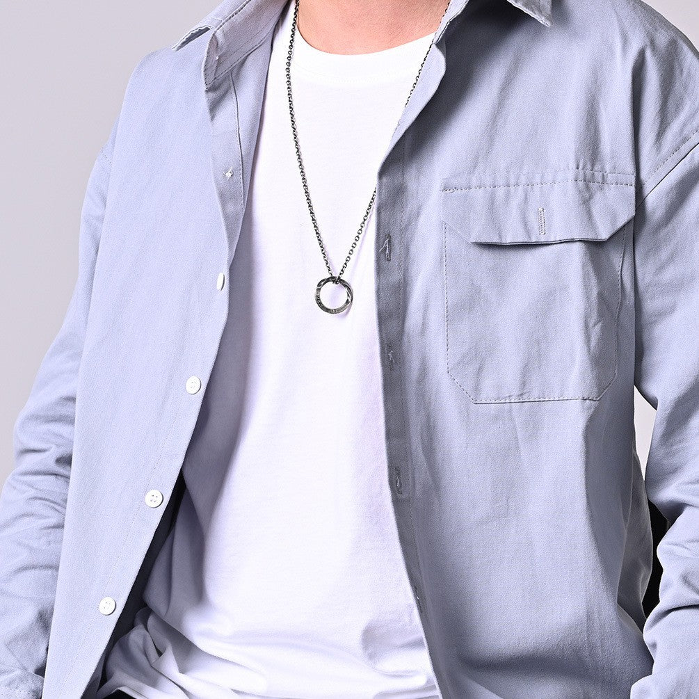 Titanium Steel Mobius Ring Geometric Necklace for Couples