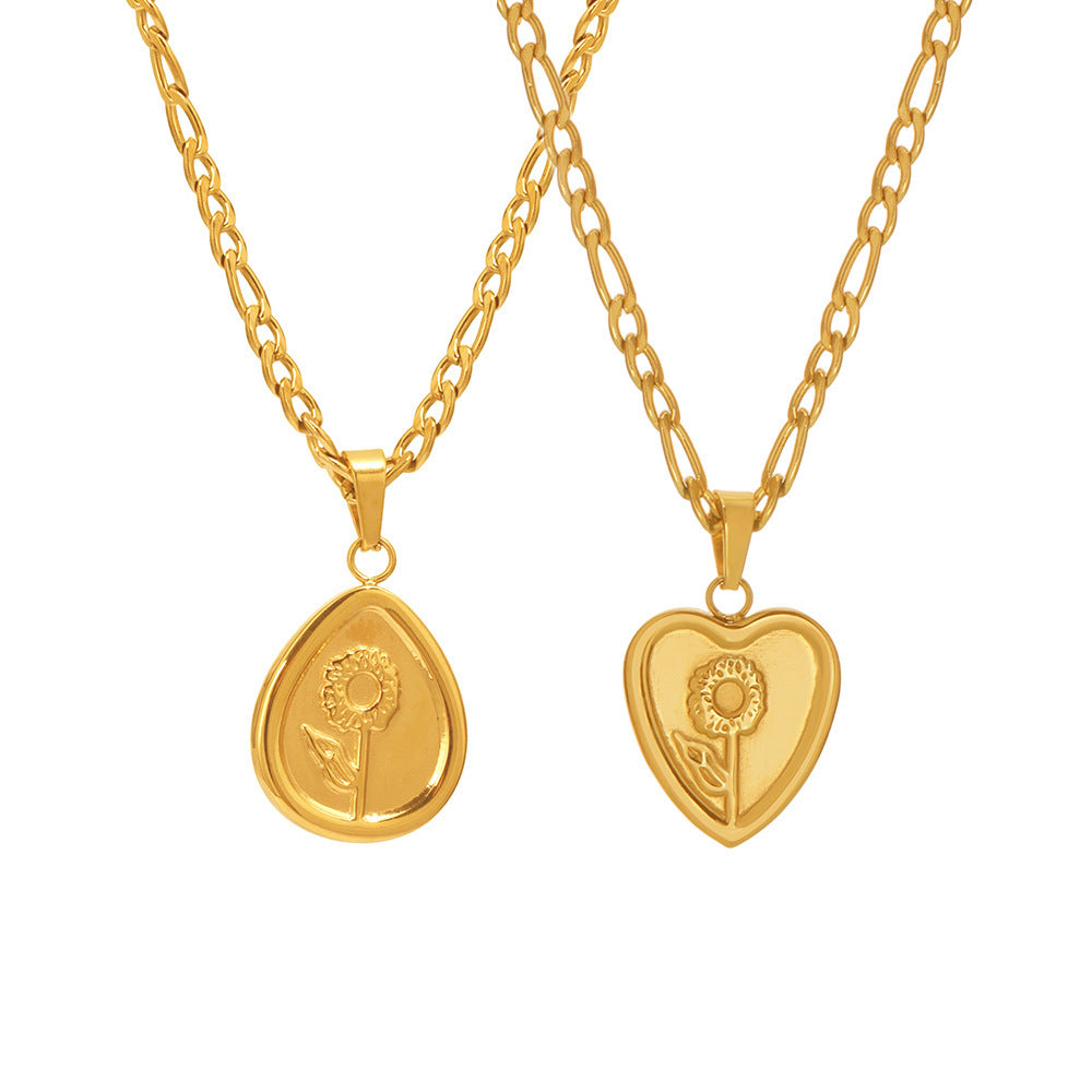 Planderful Love Flower Pendant Necklace 18K Gold For Women