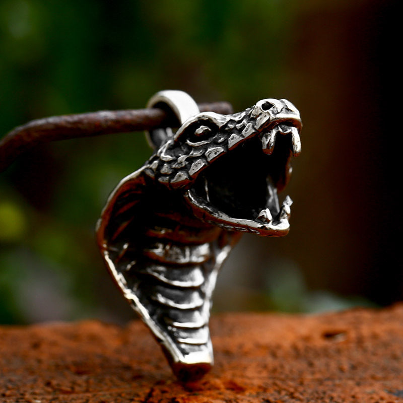 Titanium Steel Cobra Zodiac Snake Pendant for Men - Wholesale Jewelry
