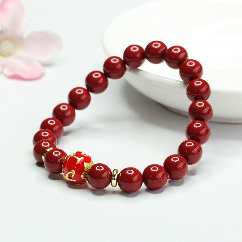 Purple Gold Sand Six Character Motto Sterling Silver Bracelet