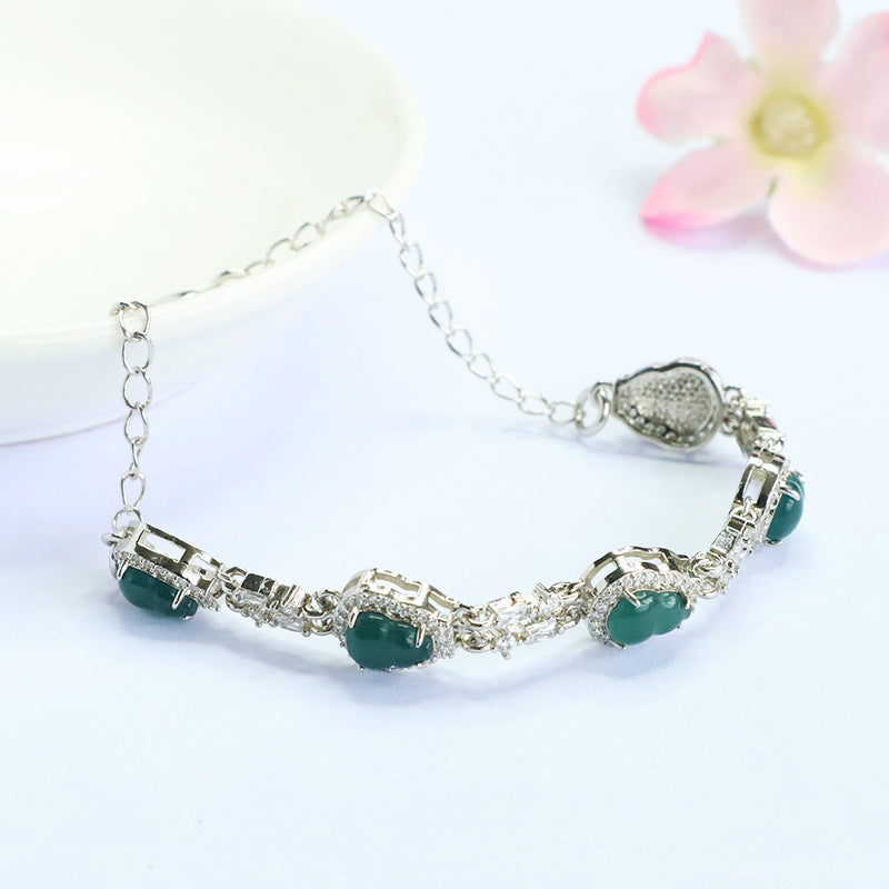 Blue Water Jadeite Gourd 7.8*5.8 mm Bracelet