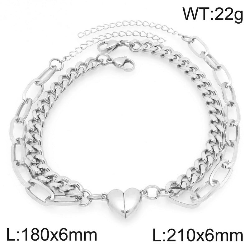Hip Hop Niche 3.8 Muse Festival Gift Gift – Magnetic Love Titanium Steel Cuban Chain Bracelet