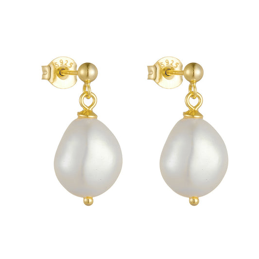Natural Freshwater Pearl Earrings 925 Sterling Silver Baroque Irregular Pearl Stud Earrings