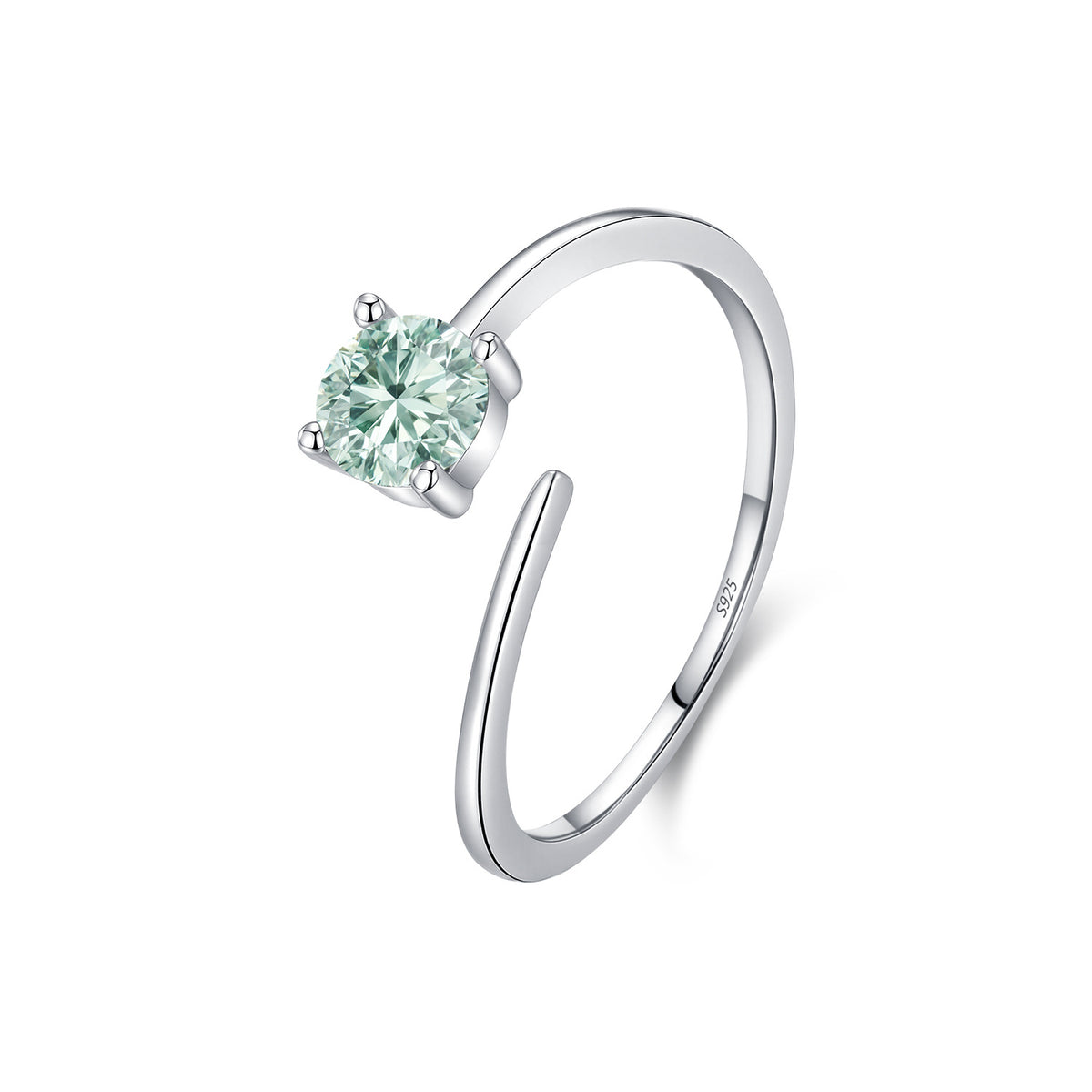S925 Sterling Silver Adjustable Turquoise Moissanite Ring