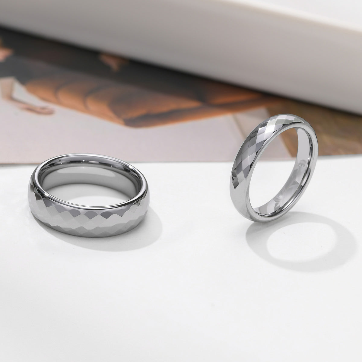 Arrivals Tungsten Steel Ring Batch Flower Cut Polygon Couple Tungsten Steel Ring – Ring –