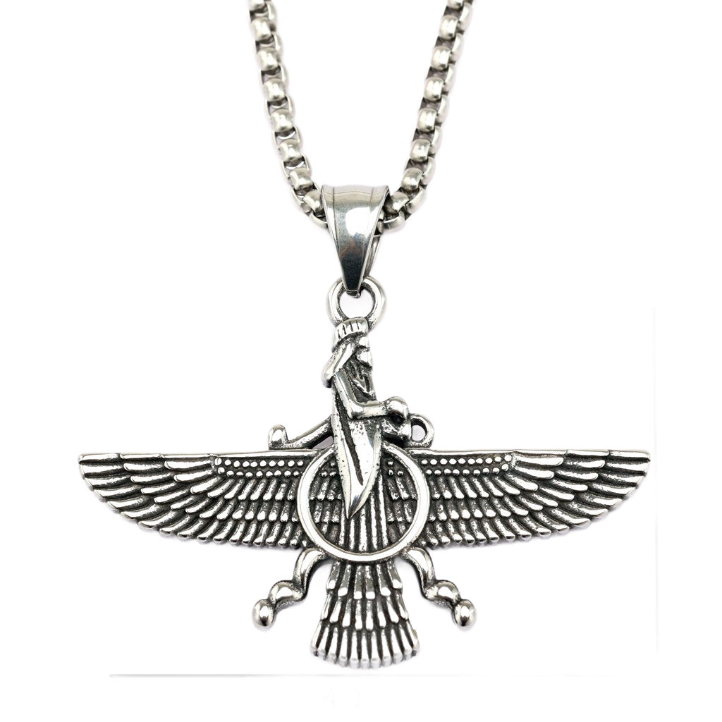 Vintage Egyptian Stainless Steel Men's Pendant Necklace