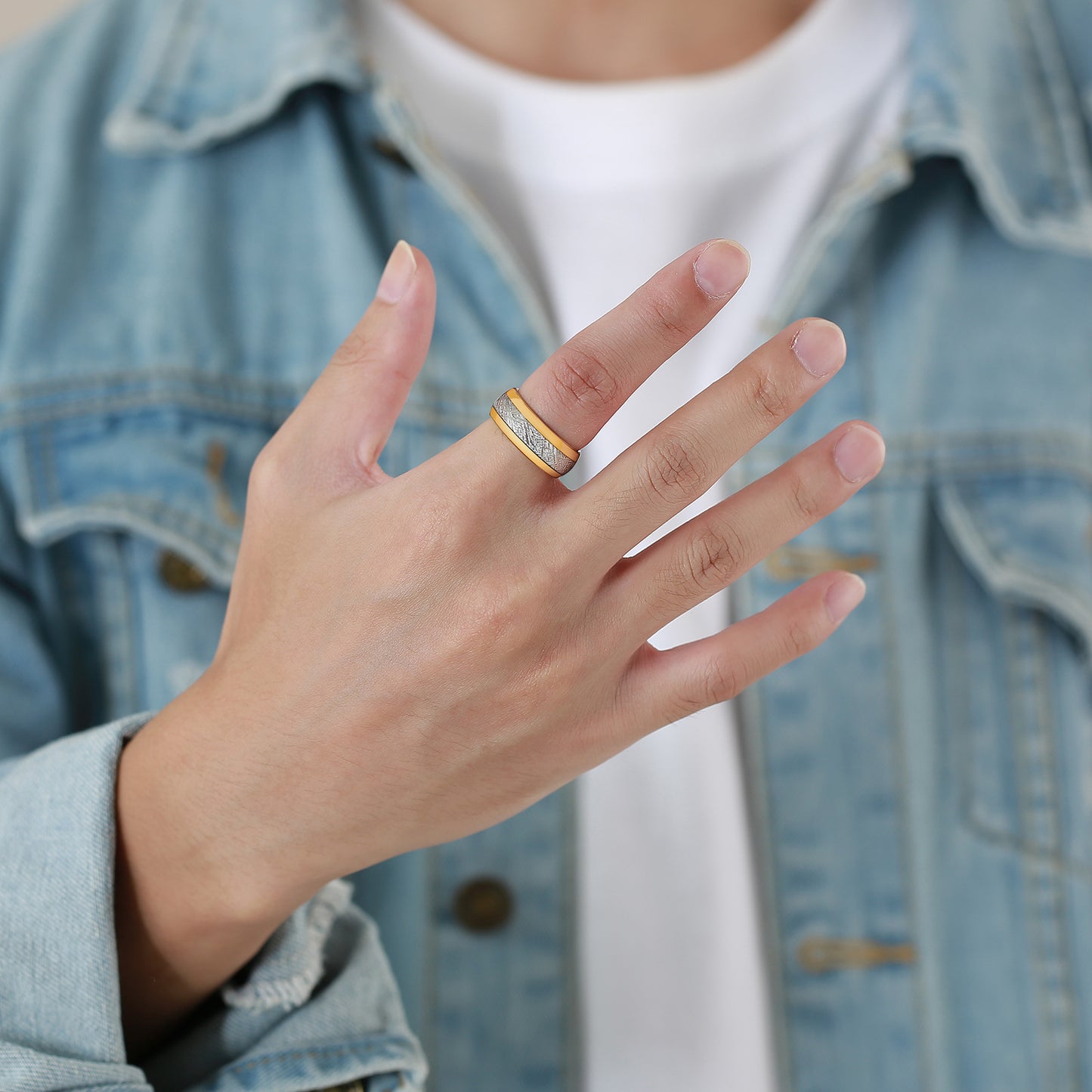Factory Wholesale Tungsten Steel Gold Men's 8mm Ring
