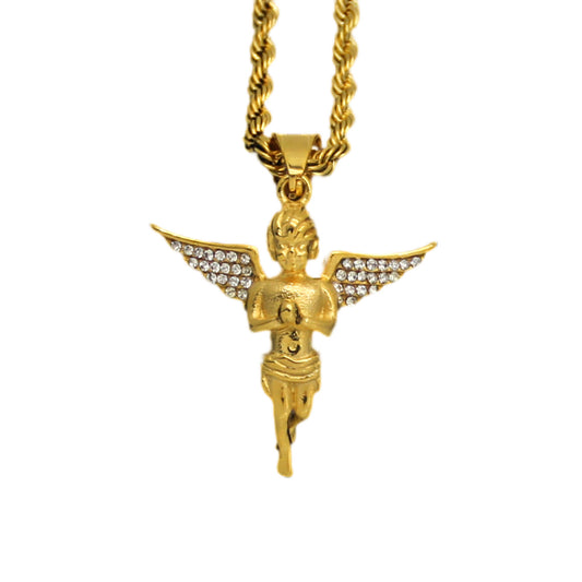 Zircon Necklace – Statement Prayer Angel Pendant