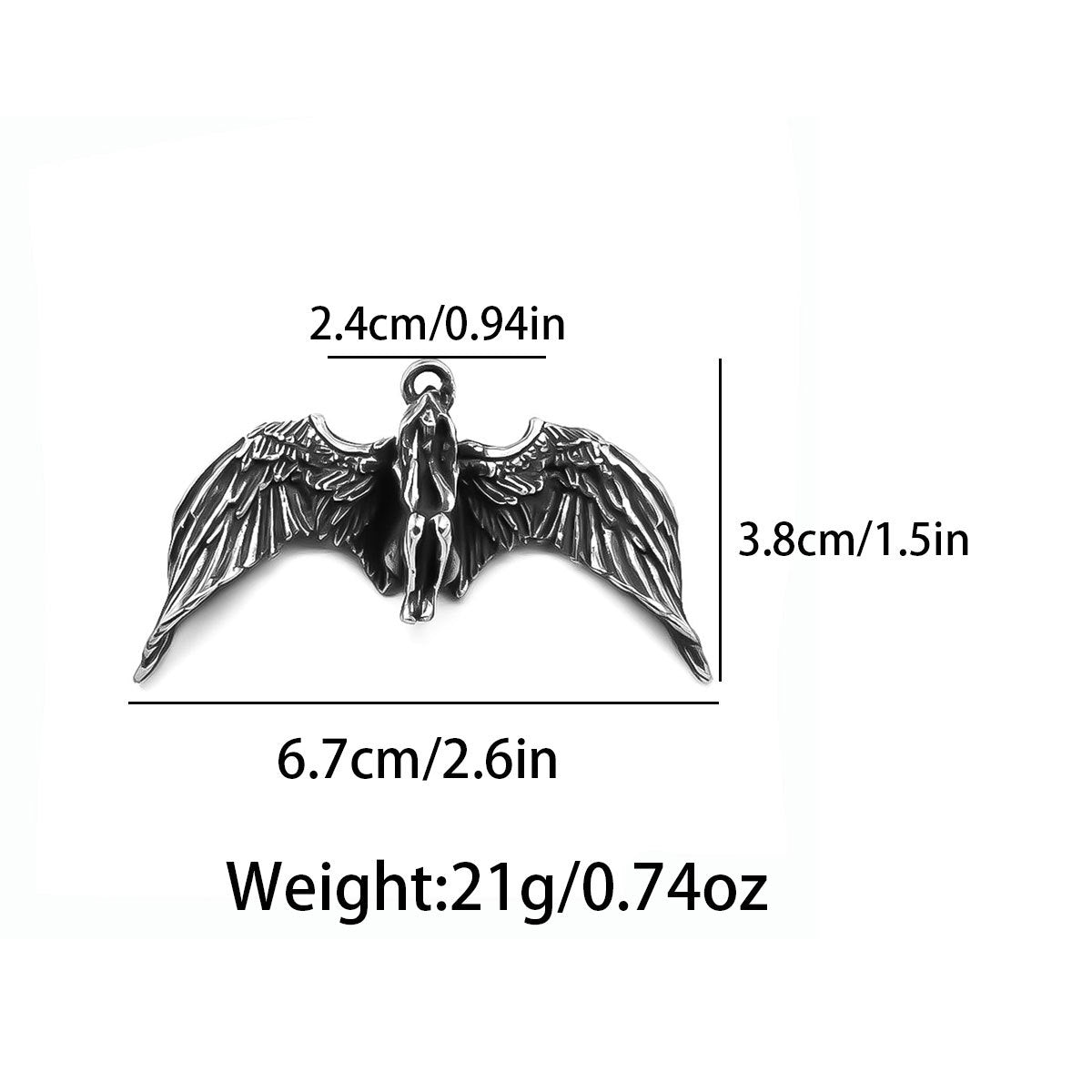 Stainless Steel Men's Pendant – Meditation Fallen Angel Necklace Pendant