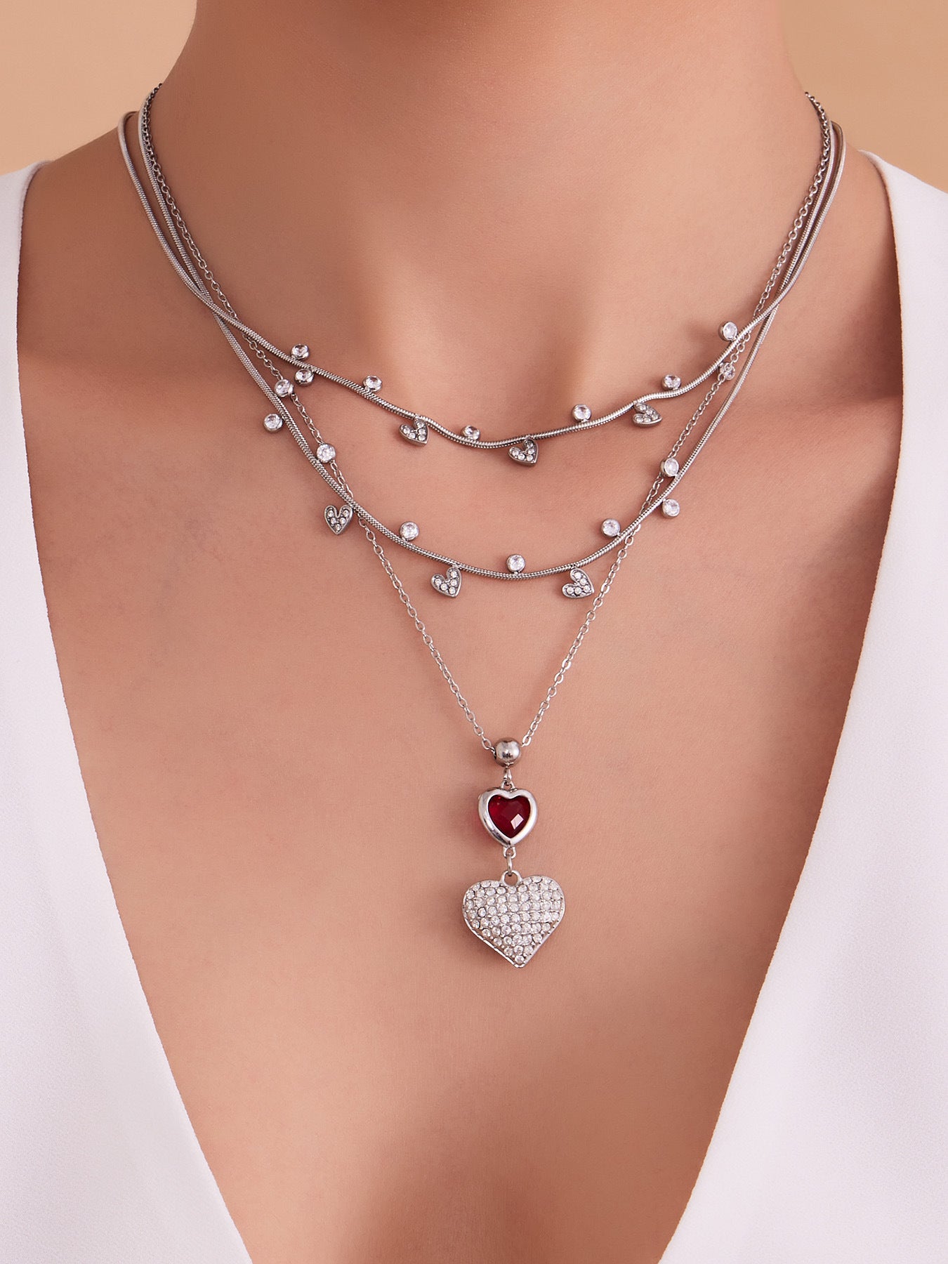 Planderful Light Luxury Heart Shaped Zircon Pendant Women