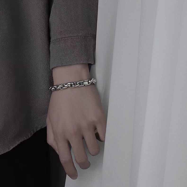 Planderful Jewelry Twist Chain Mens Titanium Steel Bracelet Thick Non Fade Everyday Genie Collection