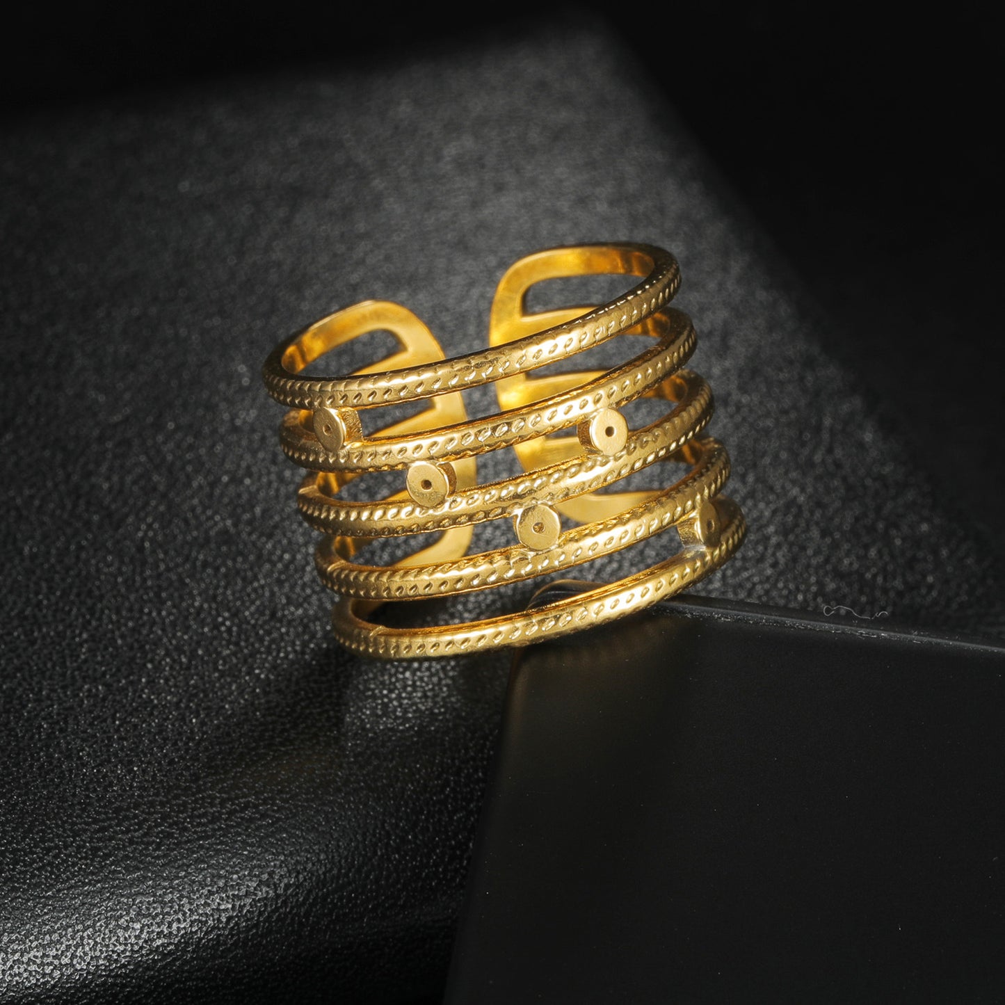 Geometric Stainless Steel Ring Planderful Adjustable Open Design For Women Unisex Durable Fade Resistant