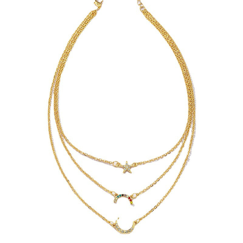 Stylish Three-Layer Celestial Necklace - Vienna Verve Collection