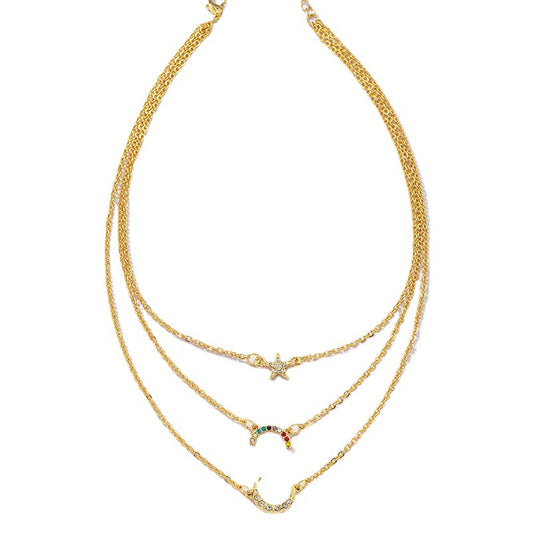 Stylish Three-Layer Celestial Necklace - Vienna Verve Collection