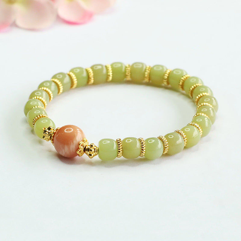 Hetian Jade & Moonstone Bead Bracelet