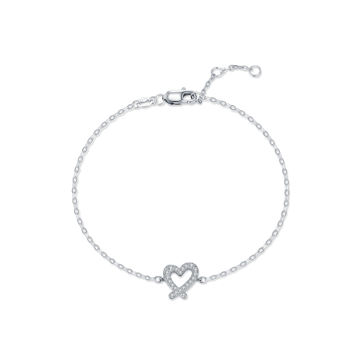 925 Sterling Silver Irregular Heart Moissanite Bracelet