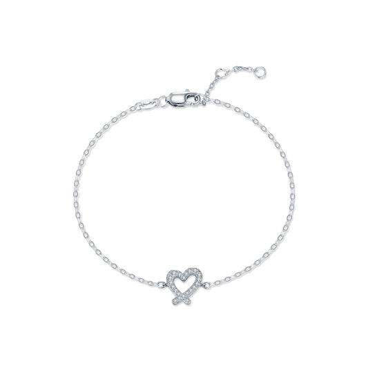 925 Sterling Silver Irregular Heart Moissanite Bracelet