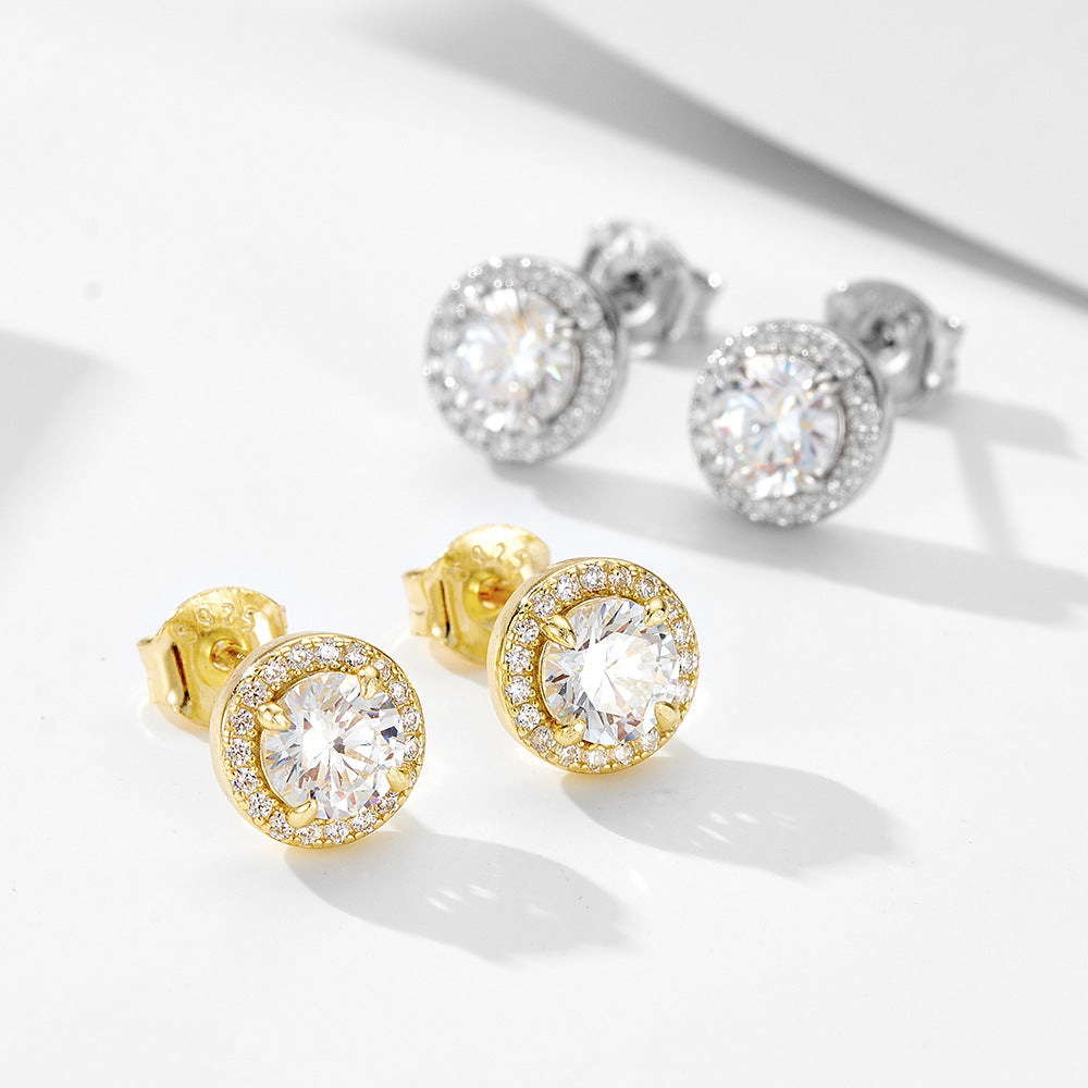 European and American S925 Sterling Silver Zircon Earrings