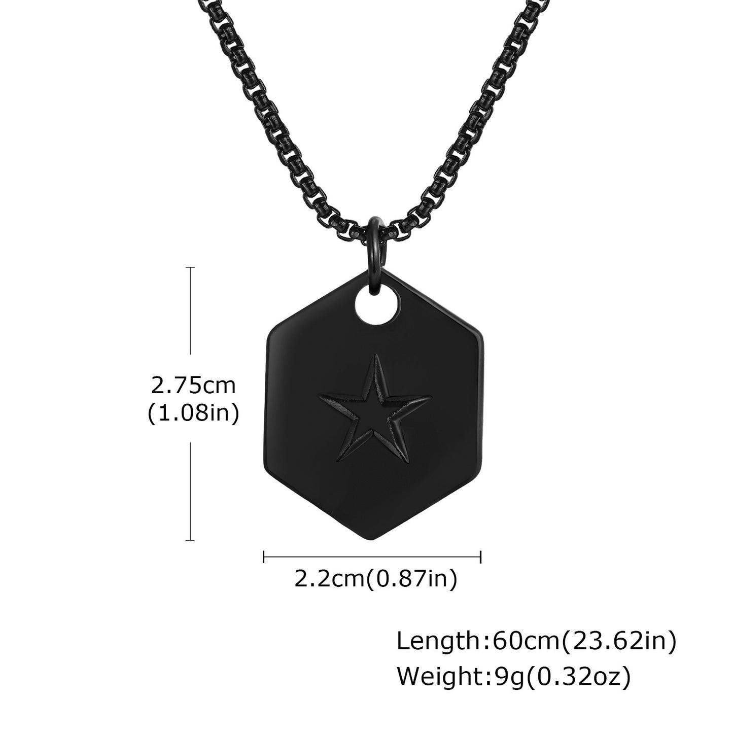 Planderful Mens Hip Hop Pentagram Stainless Dog Tag Pendant