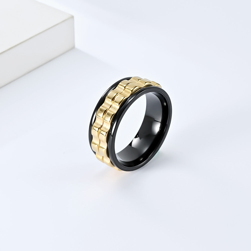 Planderful Everyday Genie Rotating Gear Ring Stainless Steel Stress Relief Unisex Ring Size 7 12