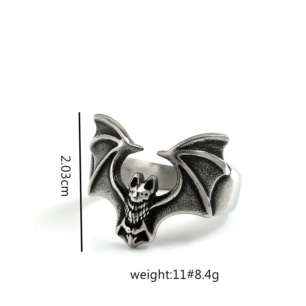 Vintage Bat Stainless Steel Men's Ring