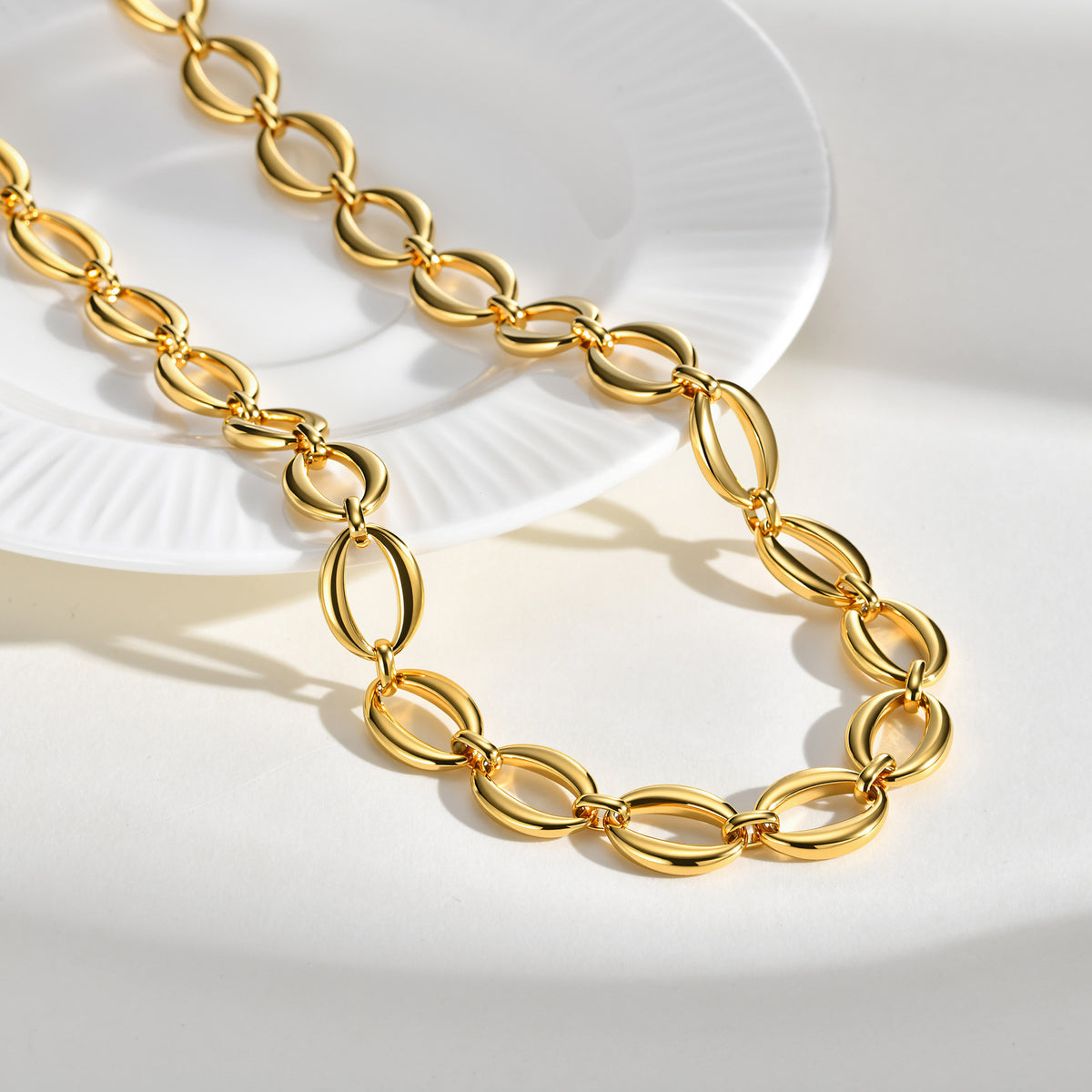 Stainless Steel Handmade Chain Round Cross Chain Interlocking Oval Necklace Bow Chain