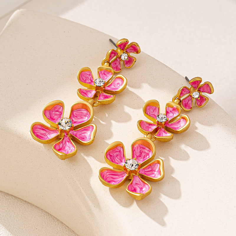 Planderful Vienna Verve Earrings – Elegant Retro Three-Dimensional Flower Design