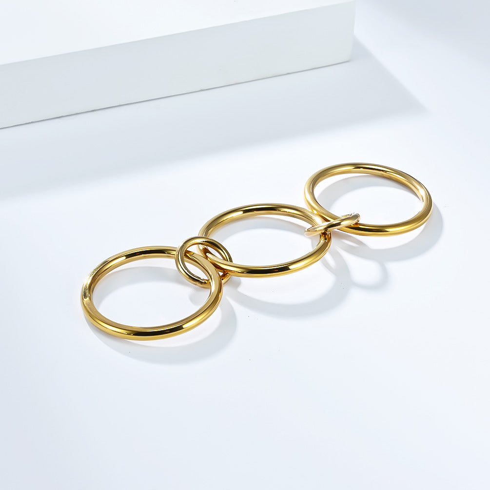 Planderful Stacking Ring Three Layer Titanium Steel For Women High End Fashion Jewelry