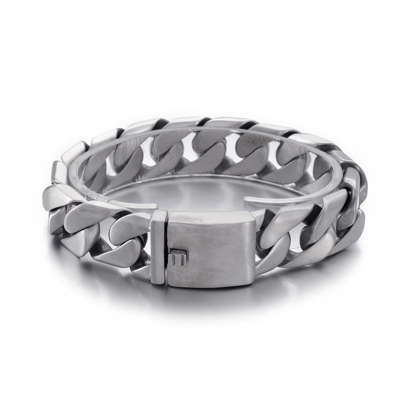 Men's Daily Casting Smooth Sand Men's Stainless Steel Cuban Chain Bracelet