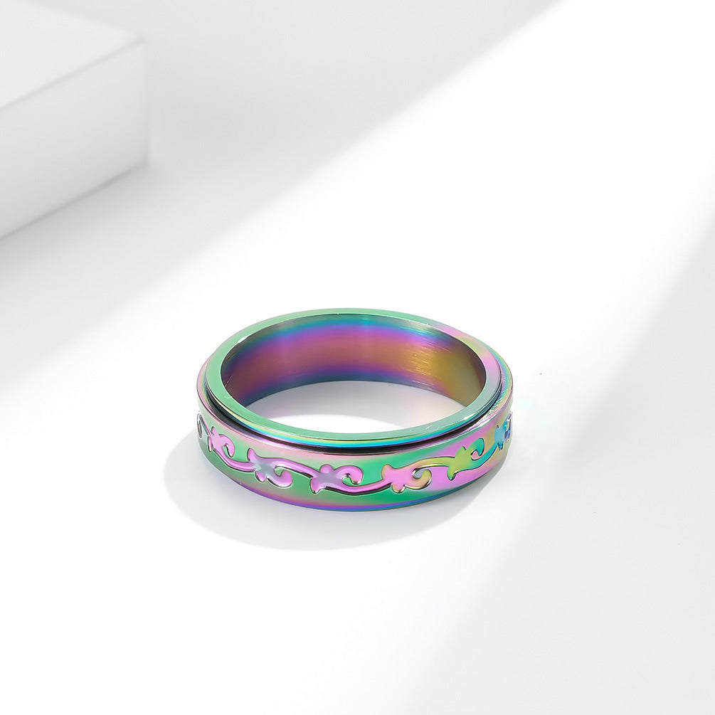 Titanium Steel Ring Unisex Retro Vine Design By Planderful Everyday Genie Gift For Him Or Her