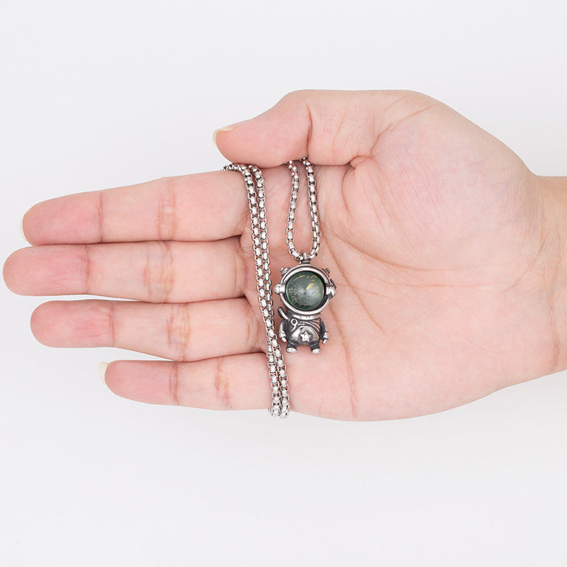 Steel Necklace - Elegant Space Astronaut Pendant